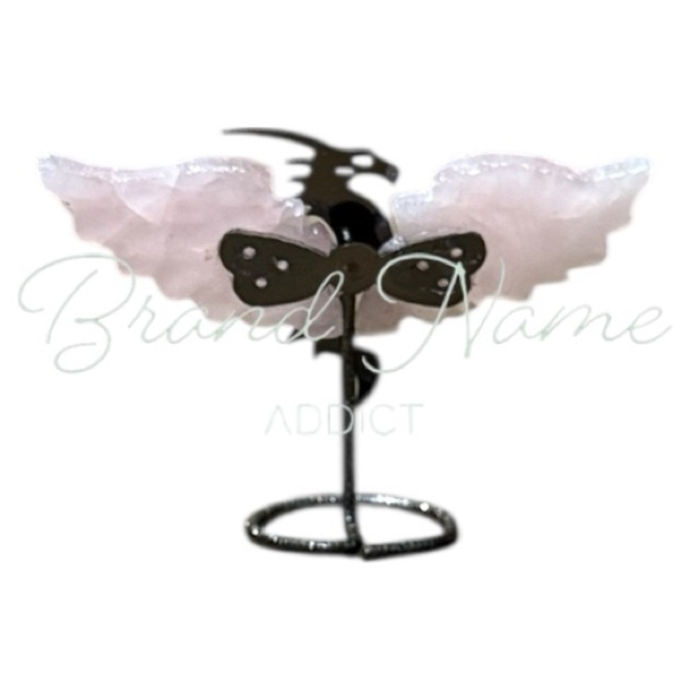 Rose Quartz Mini Wing Metal Dragon Stand - Picture 4 of 5